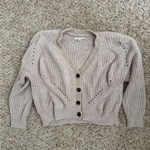 American Eagle Tan Cropped Cardigan